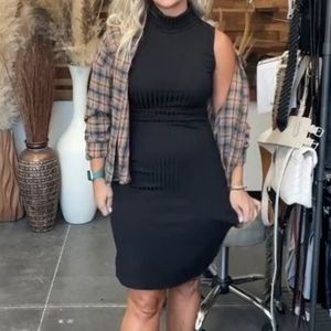 Cowl Neck Ribbed Dress